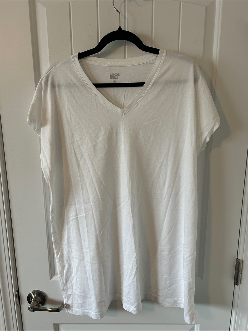 Lands' End White V-Neck Tee Shirt Tunic
